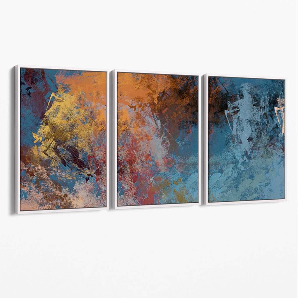 Abstract blue and orange canvas wall art | Bowlift