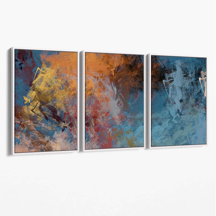 Abstract blue and orange canvas wall art | Bowlift