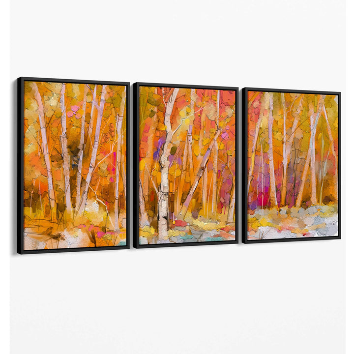 Abstract orange forest wall art canvas | Bowlift