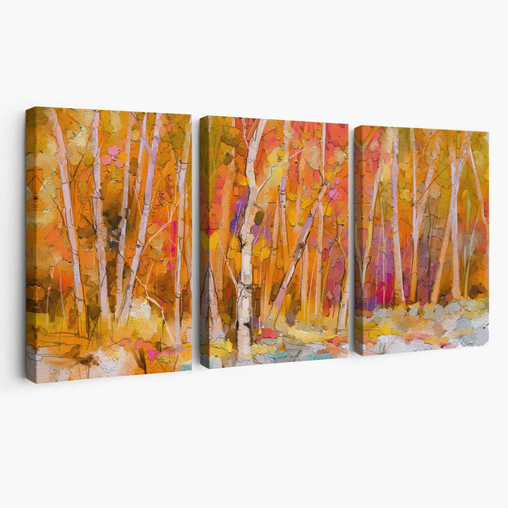 Abstract orange forest wall art canvas | Bowlift