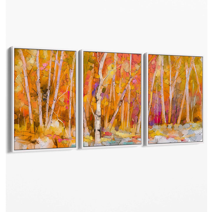 Abstract orange forest wall art canvas | Bowlift
