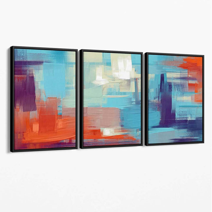 Abstract Sunset Plaza In Blue Lilac and Orange Canvas | Bowlift