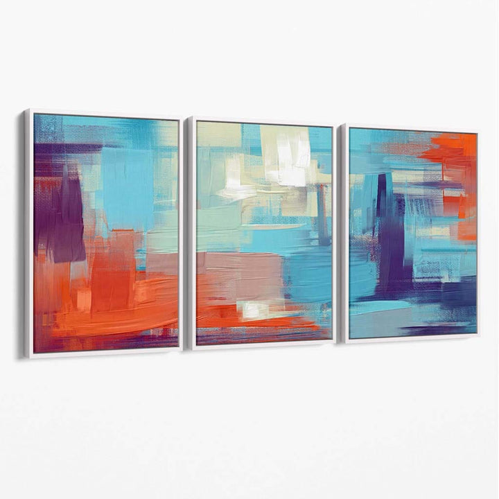 Abstract Sunset Plaza In Blue Lilac and Orange Canvas | Bowlift