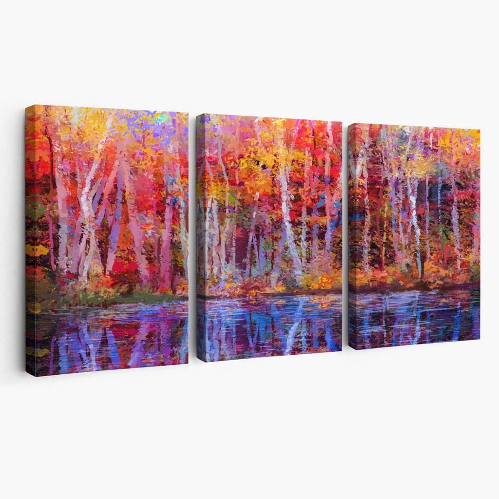 Abstract Summer Trees in Purple and Red Wall Art Canvas | Bowlift