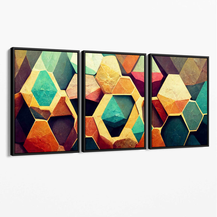 Abstract geometric print wall art canvas | Bowlift