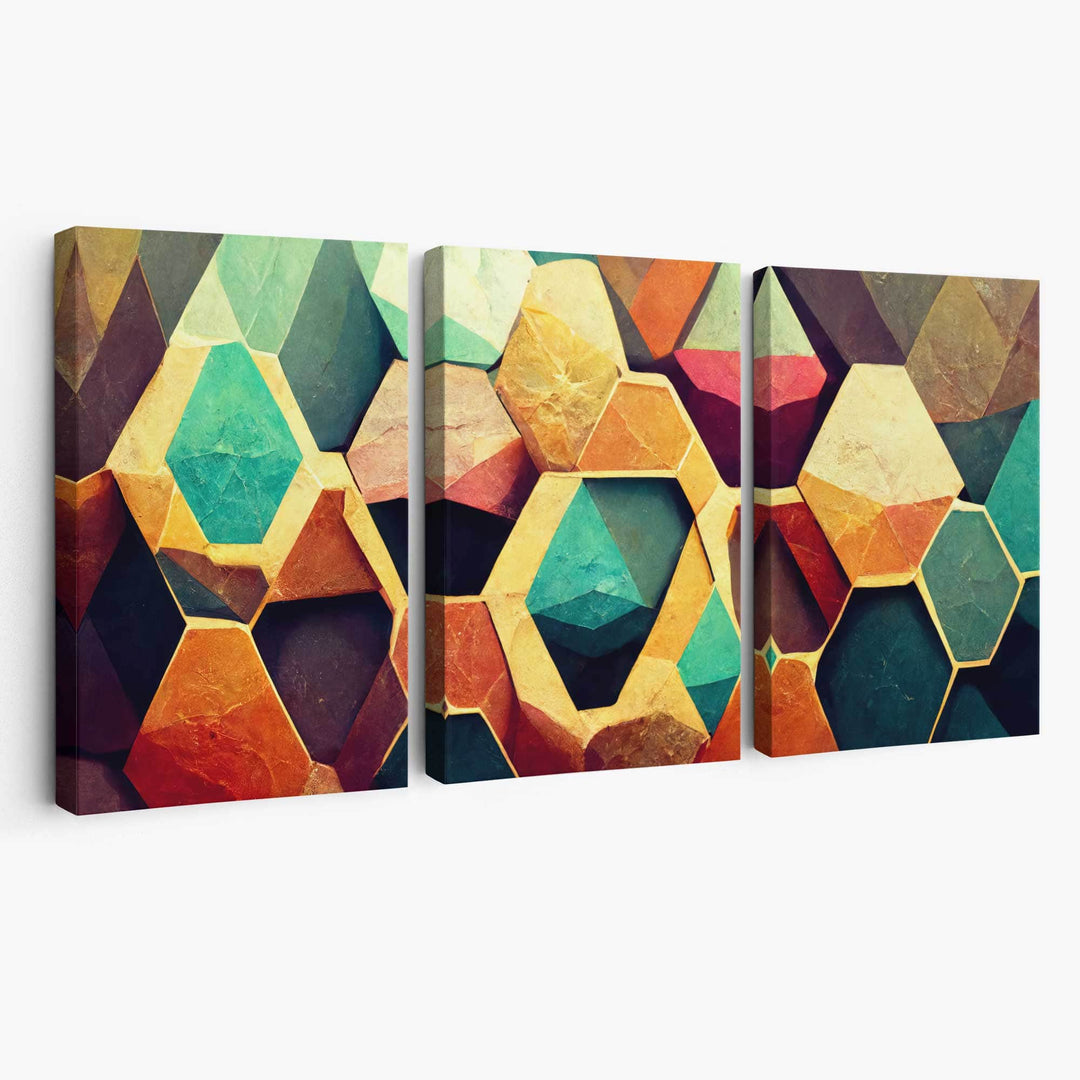 Abstract geometric print wall art canvas | Bowlift