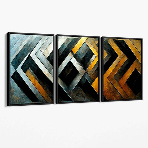 Abstract industrial mosaic canvas wall art | Bowlift