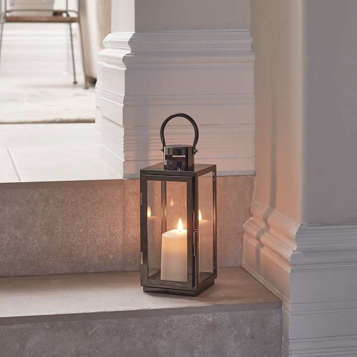BowLift | LED Lantern Stainless Steel Dark Gray with TruGlow LED Candle