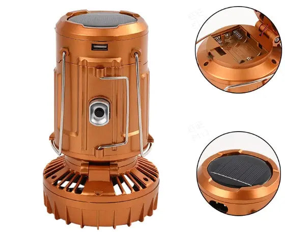 Camping Lantern with Fan & Power Bank | Solar & Rechargeable LED Light | Portable Outdoor Gear | Bowlift