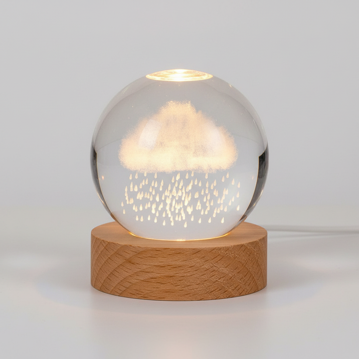 AstroGlobe 3D Lamp – Spherical Wooden Table Lamp with Warm LED Light and Planet Design | Bowlift
