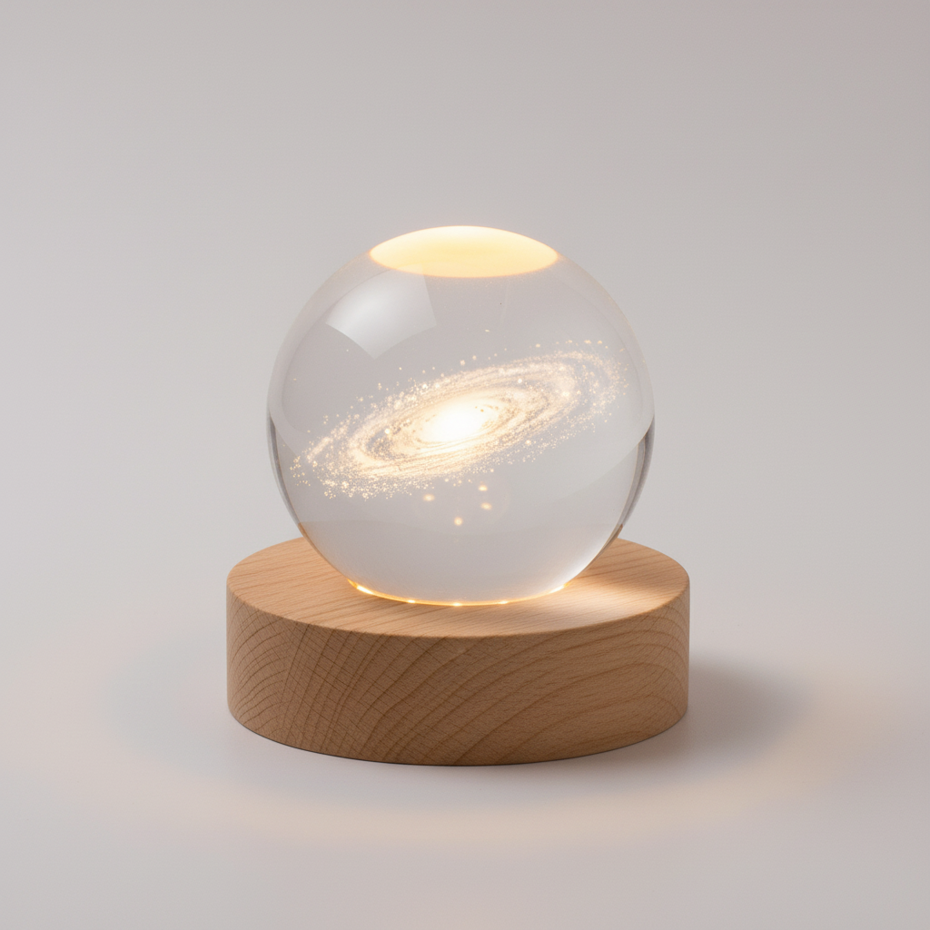 AstroGlobe 3D Lamp – Spherical Wooden Table Lamp with Warm LED Light and Planet Design | Bowlift