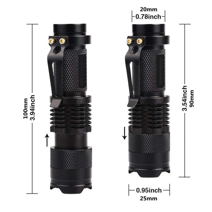 BowLift | LED UV Flashlight Ultraviolet Torch With Zoom Function Mini UV Black Light Pet Urine Stains Detector Scorpion Hunting