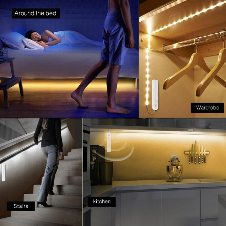 BowLift | LED Under Cabinet light LED Strip led Lamp with Wireless PIR Motion Sensor USB Port light Closet Stairs Wardrobe Bed Side Light
