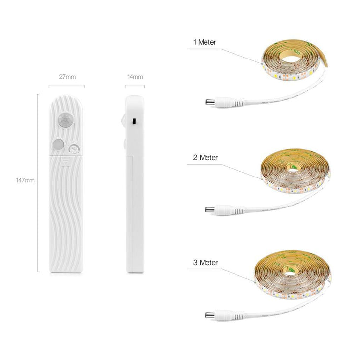 BowLift | LED Under Cabinet light LED Strip led Lamp with Wireless PIR Motion Sensor USB Port light Closet Stairs Wardrobe Bed Side Light