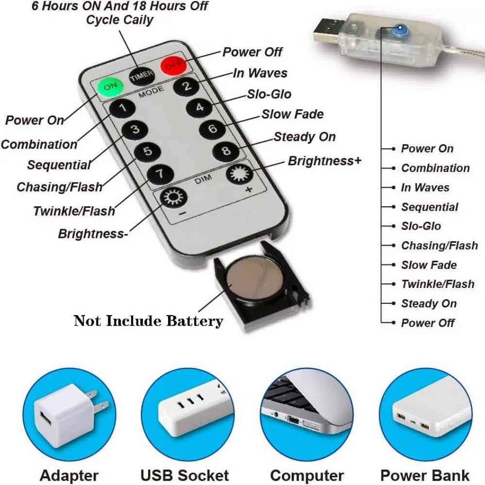 BowLift | LED-Gordijnlicht voor Sfeervolle Decoratie – USB Verlichting met Afstandsbediening & 8 Lichtmodi