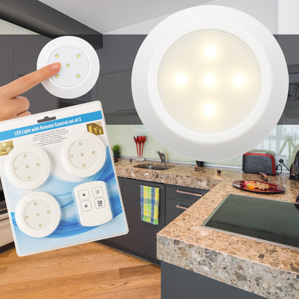LED Spot (round) 3 pcs. incl. remote control | Bowlift