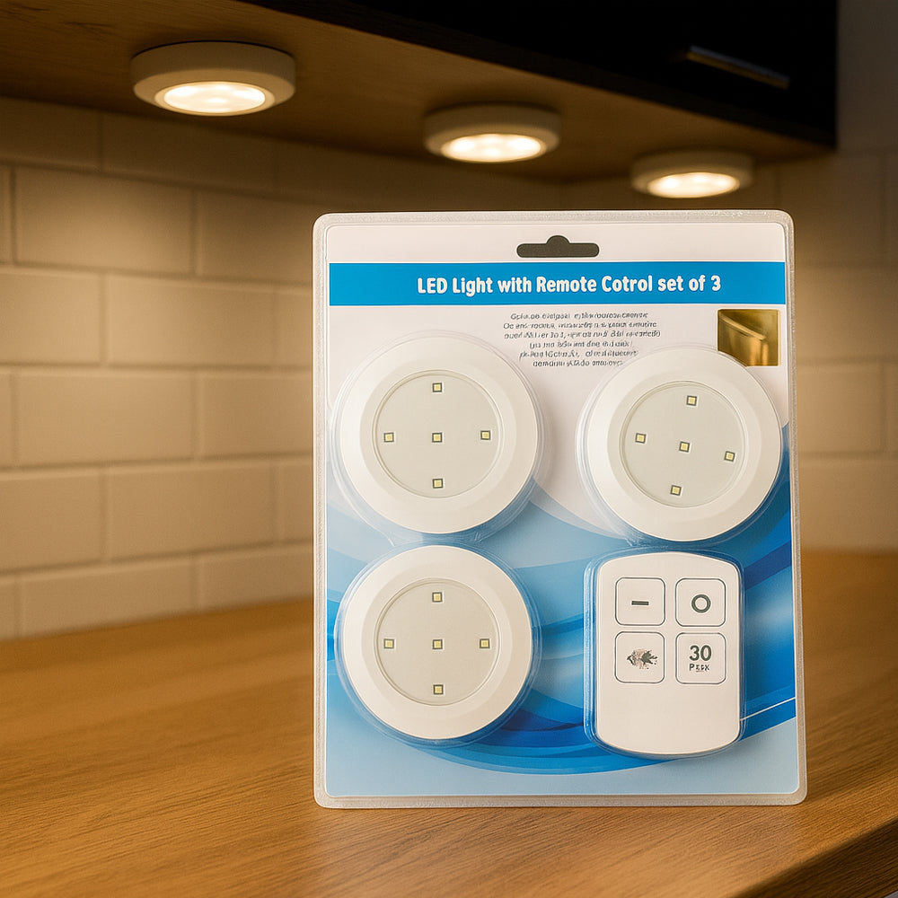 LED Spot (round) 3 pcs. incl. remote control | Bowlift