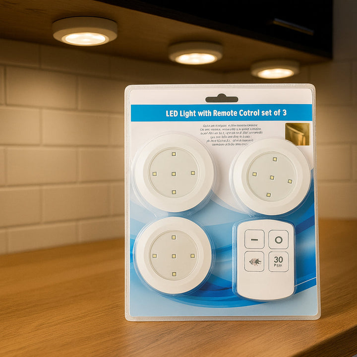 LED Spot (round) 3 pcs. incl. remote control | Bowlift
