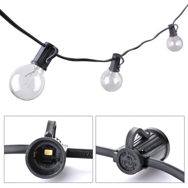 BowLift | G40-EU-25 G40 7.6m 175W E12 IP44 waterproof Retro Filament light bulbs string, 25 light bulbs LED decorative lamp for garden, construction, bar, party, wedding, AC 220V, EU plug (Warm White)