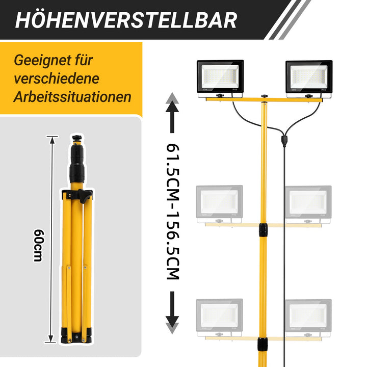 LED Construction Spotlight 2 x 50W/100W/200W with Tripod Adjustable | Bowlift