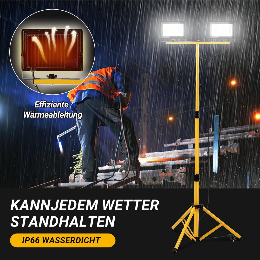 LED Construction Spotlight 2 x 50W/100W/200W with Tripod Adjustable | Bowlift