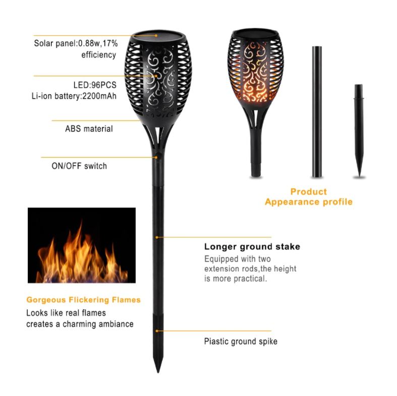 LED Solar Garden Torpedoes Deluxe 96 LED (4 pieces) | Bowlift