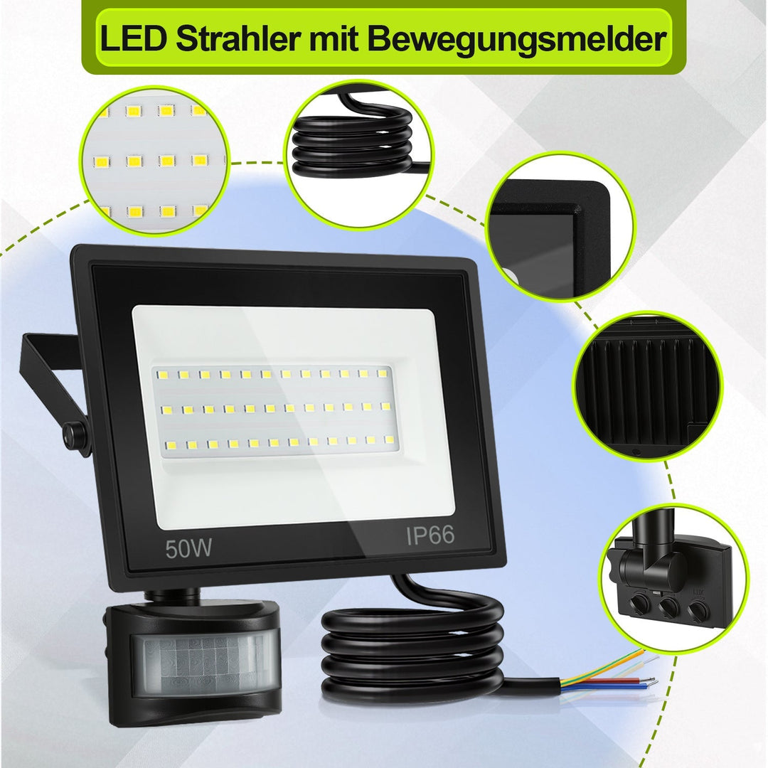 LED Floodlight with Motion Sensor Cool White 10W-100W (no plug) | Bowlift