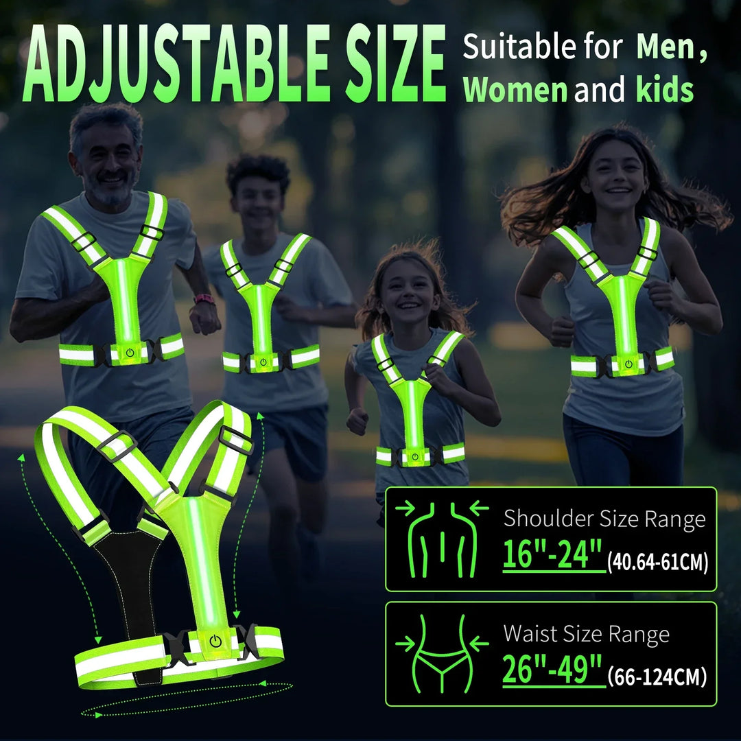 BowLift | LED Running Vest – Rechargeable Safety Vest with Reflective Strips
