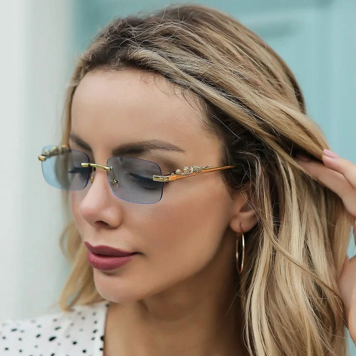 BowLift | Rimless Leopard Head Sunglasses with UV400 Protection
