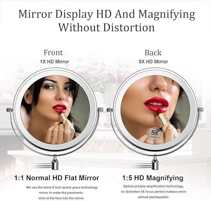 BowLift | LED Magnifying Mirror with Adjustable Lighting and Rechargeable Battery