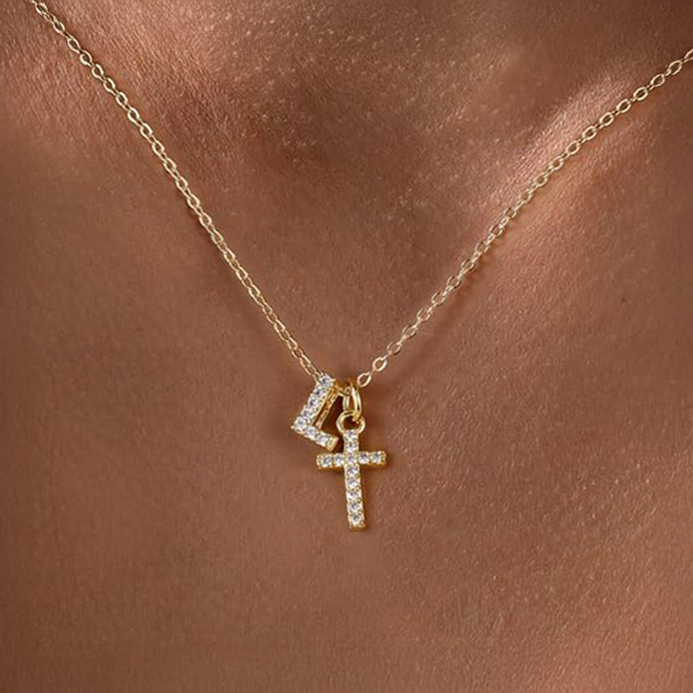BowLift | Dainty Diamond Initial & Cross Necklace