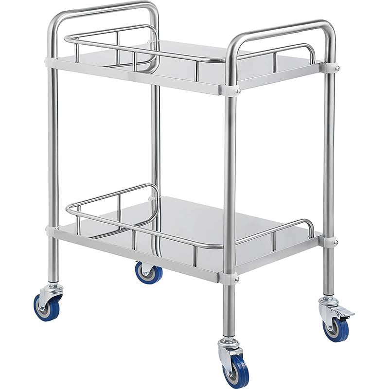 BowLift | Medical Cart, 2 Layer Medical Utility Cart with 360° Rotate, 24''Lx16''Wx34''H, Lab Rolling Cart