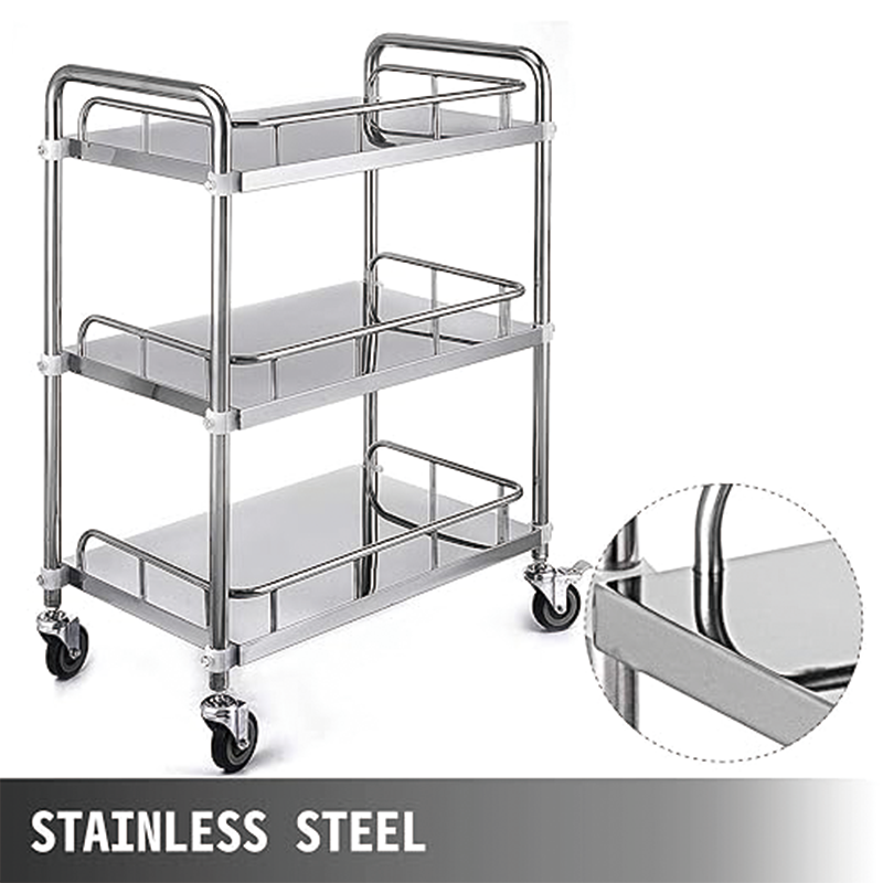 BowLift | Lab Rolling Cart 3 Shelves Shelf Stainless Steel Rolling Cart Catering Dental Utility Cart Commercial Wheel Dolly Restaurant Dinging Utility Services