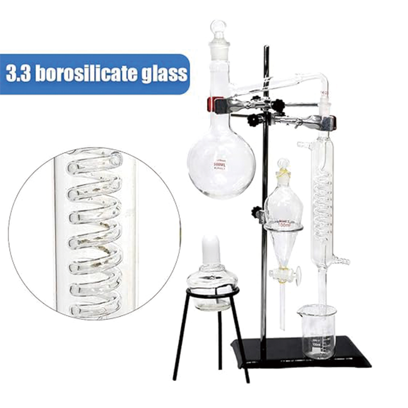 BowLift | Labware Set 500ml Essential oil Extraction Distillation Apparatus Water Distiller Purifier Glassware Kits Hydrosol, Home Distillation kit