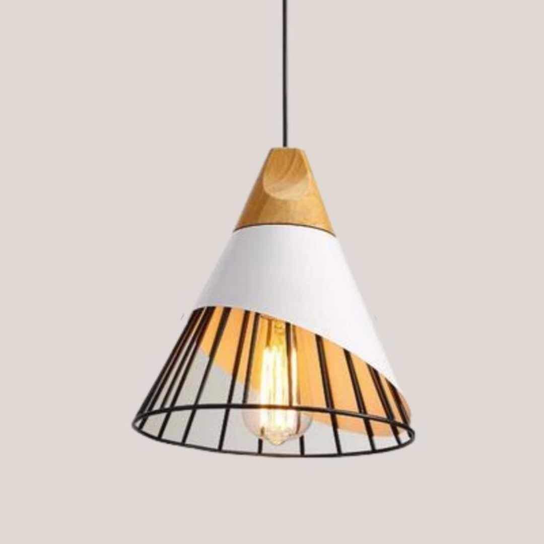 BowLift | Modern Industrial Pendant Light in Scandinavian Style – Wood & Metal