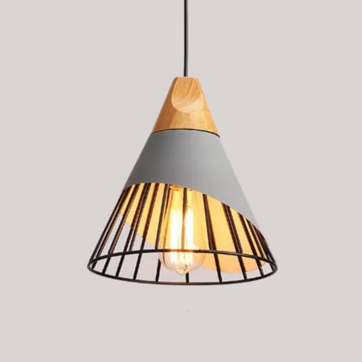 BowLift | Modern Industrial Pendant Light in Scandinavian Style – Wood & Metal