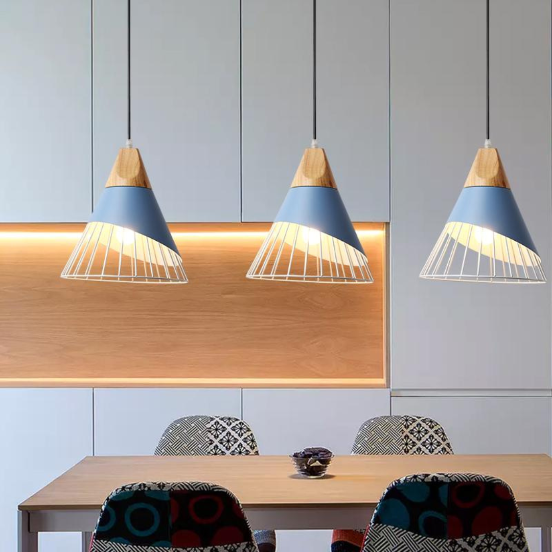 BowLift | Modern Industrial Pendant Light in Scandinavian Style – Wood & Metal