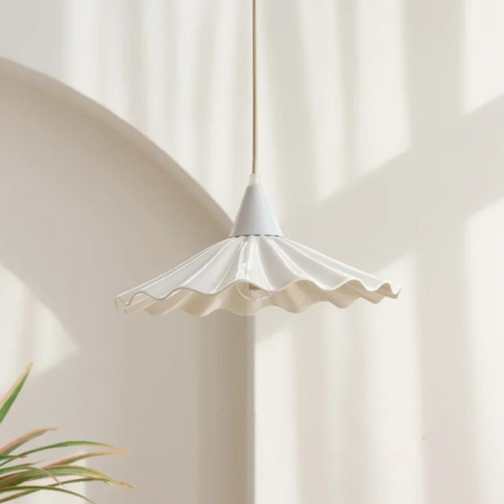 BowLift | Modern White Ceramic Pendant Lamp with Unique Ribbed Design