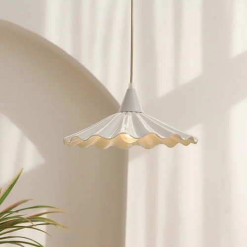 BowLift | Modern White Ceramic Pendant Lamp with Unique Ribbed Design