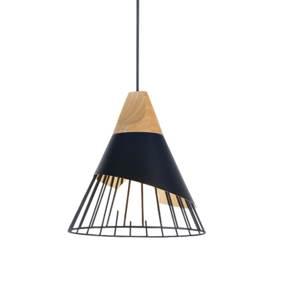 BowLift | Modern Industrial Pendant Light in Scandinavian Style – Wood & Metal