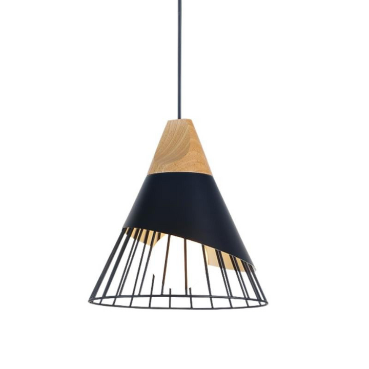 BowLift | Modern Industrial Pendant Light in Scandinavian Style – Wood & Metal