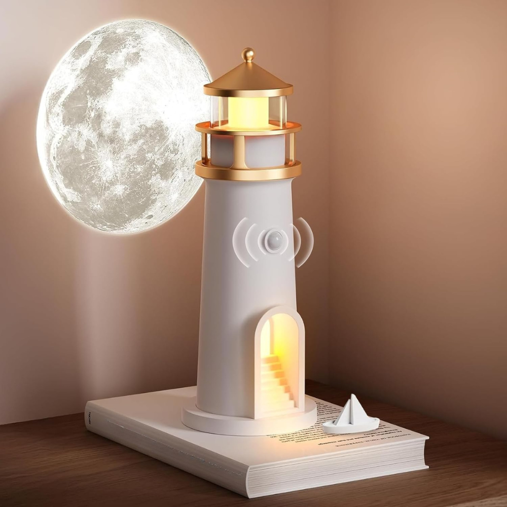 BowLift | Moon Night Lamp with 3D Projection and Lantern Glow – Ideal for Bedroom, Remote Control, USB-C Battery