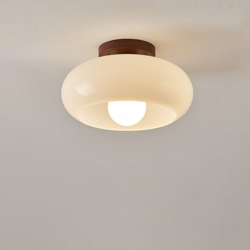 BowLift | LED Ceiling Lamp Bauhaus Cream with Glass Shade for Living Room and Bedroom - Modern Design, Soft Light