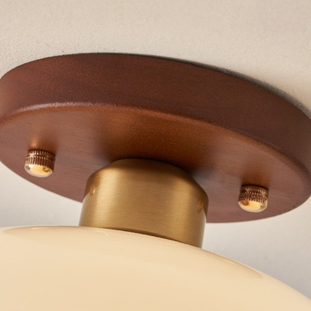 BowLift | LED Ceiling Lamp Bauhaus Cream with Glass Shade for Living Room and Bedroom - Modern Design, Soft Light