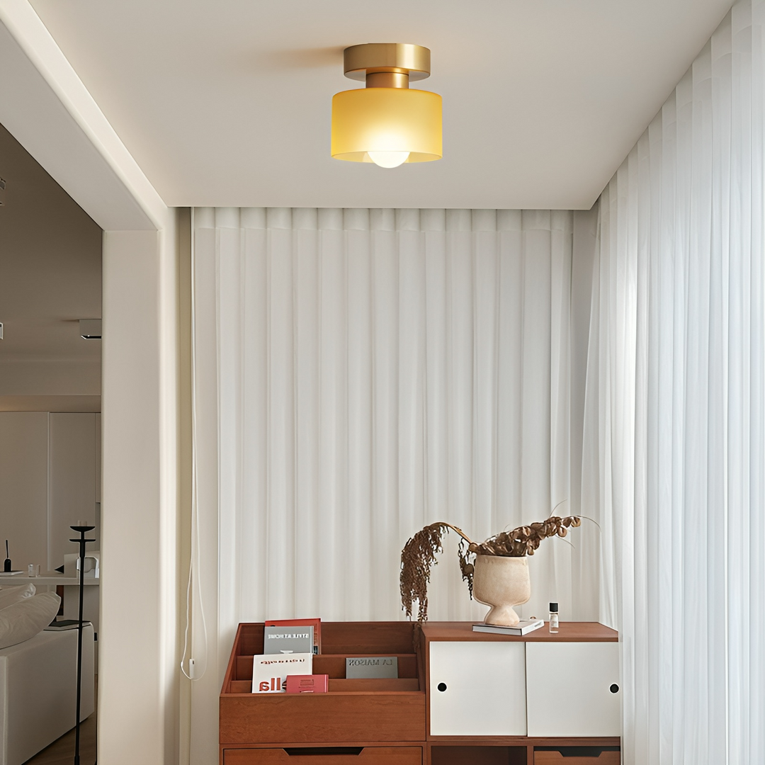 BowLift | Bauhaus LED Ceiling Lamp in Gold Finish – Modern Ceiling Lamp for Living Room and Bedroom