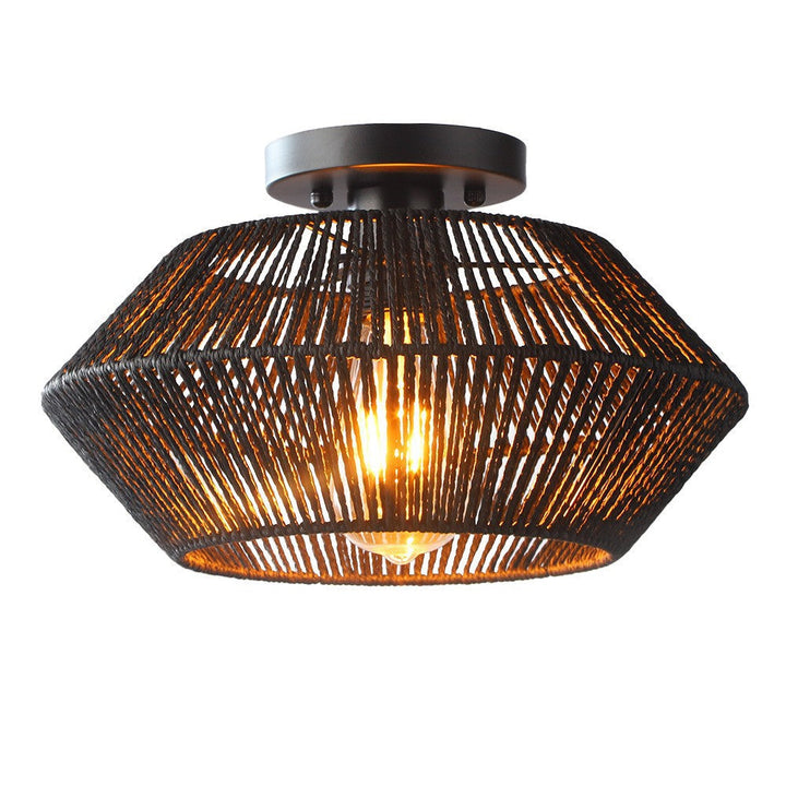 BowLift | LED Bamboo Fabric Ceiling Lamp for Living Room and Dining Room – Handwoven Shade, Warm Light, Modern Design
