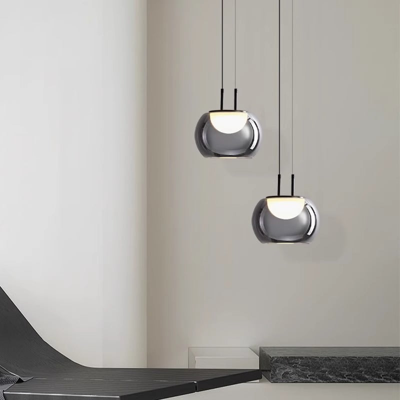 BowLift | Grenold Hanging Lamp with Height Adjustment – Elegant Metal and Glass Lamp for Living Room, Ideal Above Table
