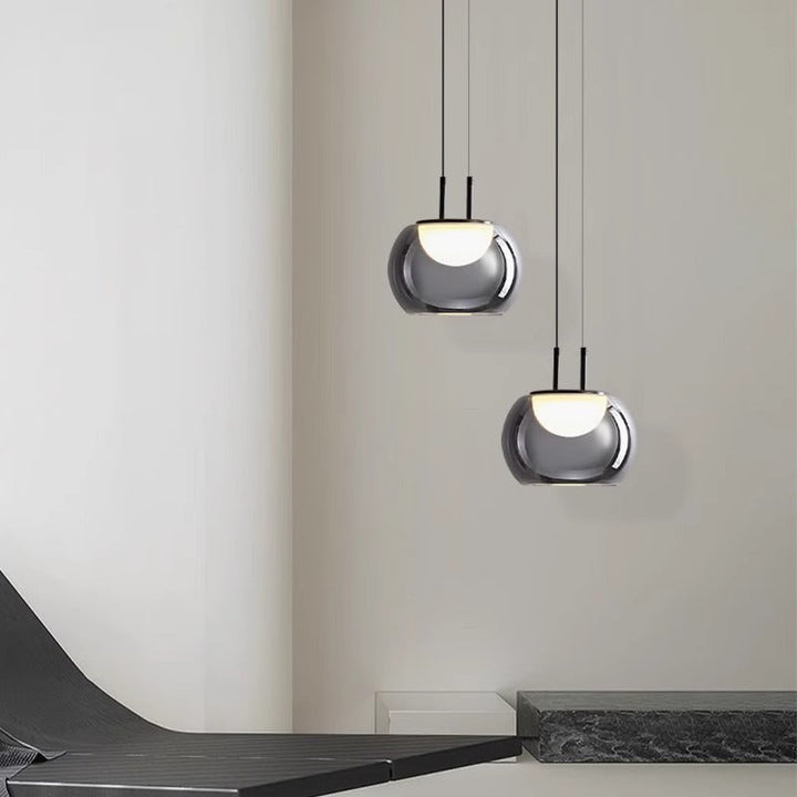 BowLift | Grenold Hanging Lamp with Height Adjustment – Elegant Metal and Glass Lamp for Living Room, Ideal Above Table