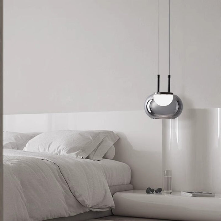 BowLift | Grenold Hanging Lamp with Height Adjustment – Elegant Metal and Glass Lamp for Living Room, Ideal Above Table