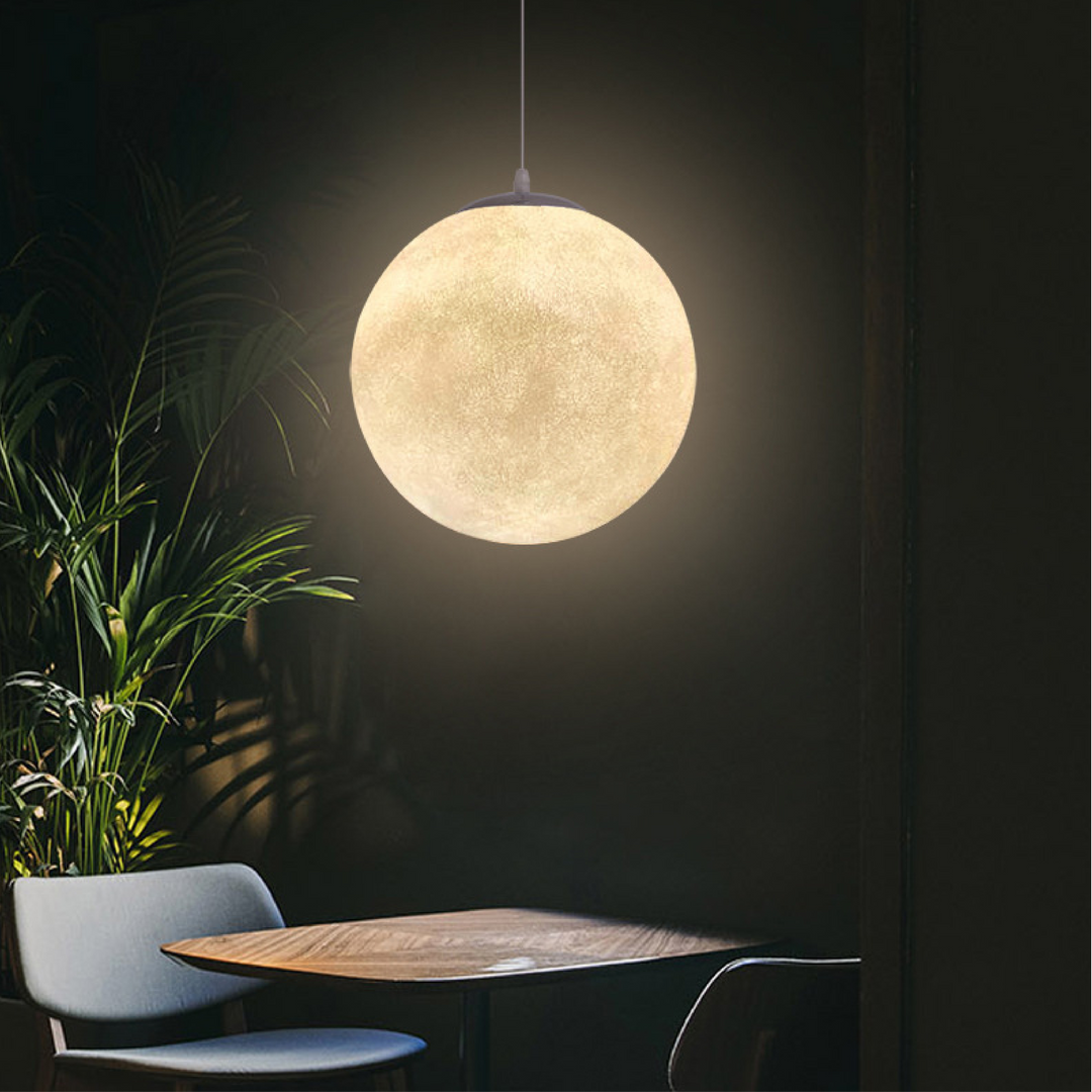 BowLift | Moon Hanging Lamp with Bamboo Hood – Modern Lighting for Living Room and Bedroom, LED Lamps, Minimalist Design